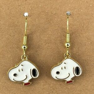18k Gold Plated Hook Snoopy Dangle Earrings